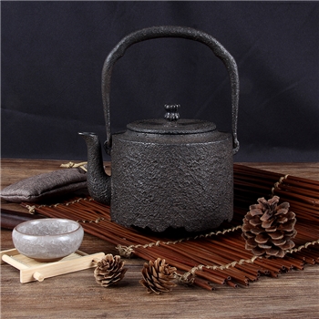 五金优选 筒型马纹铁壶铸铁泡茶专用烧水壶电陶炉煮茶器铁茶壶煮水壶