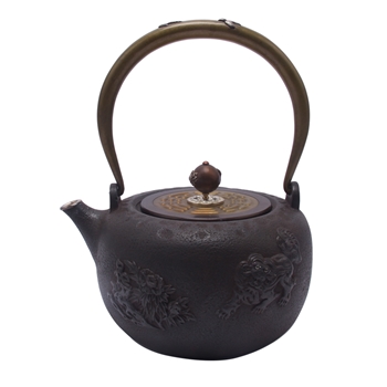 五金优选 茶具茶壶狮子牡丹铁壶1.3L煮水壶