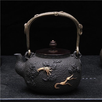 金义堂 云中龙鎏金铁壶 中式养生泡茶壶日式纯手工功夫茶壶