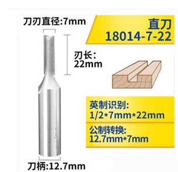 川木刃刀 木工铣刀 川木刀具 直刀系列 1/2柄公制3MM-20MM直刀1/2*7*22